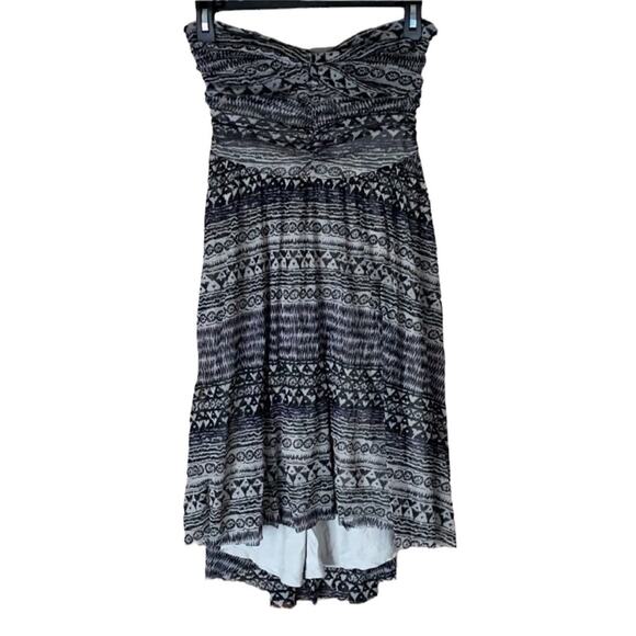 Free People Aztec Black White Ruched Strapless Dress Size small - Picture 2 of 10